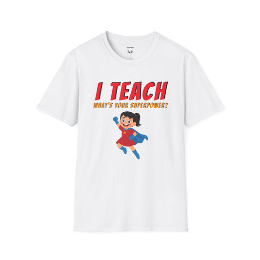 I Teach What’s Your Superpower Black Hair Woman Tee