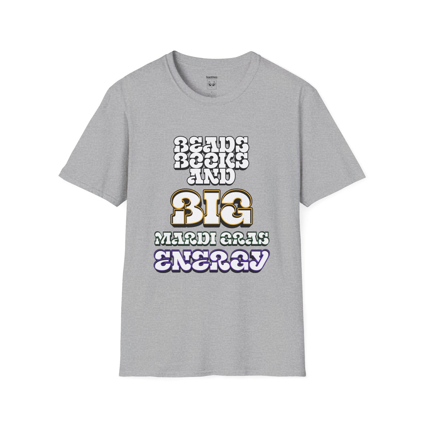 Beads Books and Big Mardi Gras Energy Tee