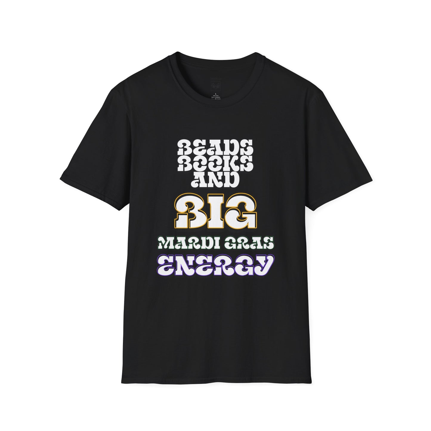 Beads Books and Big Mardi Gras Energy Tee