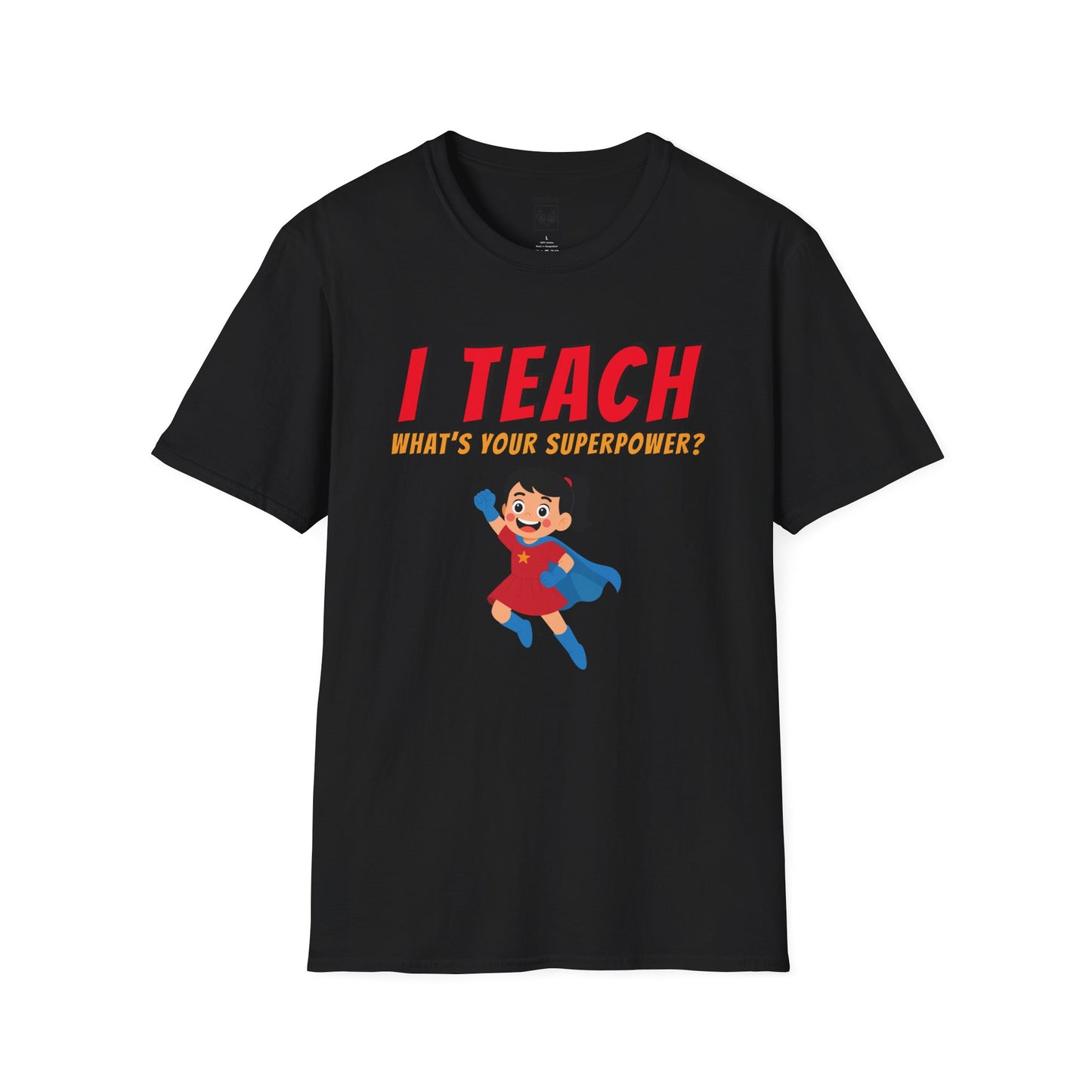 I Teach What’s Your Superpower Black Hair Woman Tee
