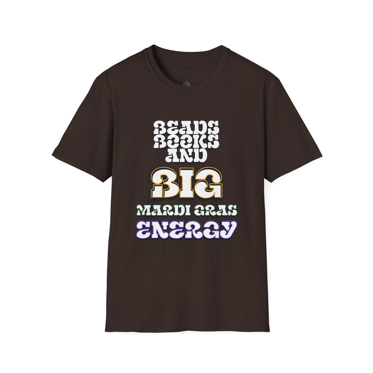 Beads Books and Big Mardi Gras Energy Tee