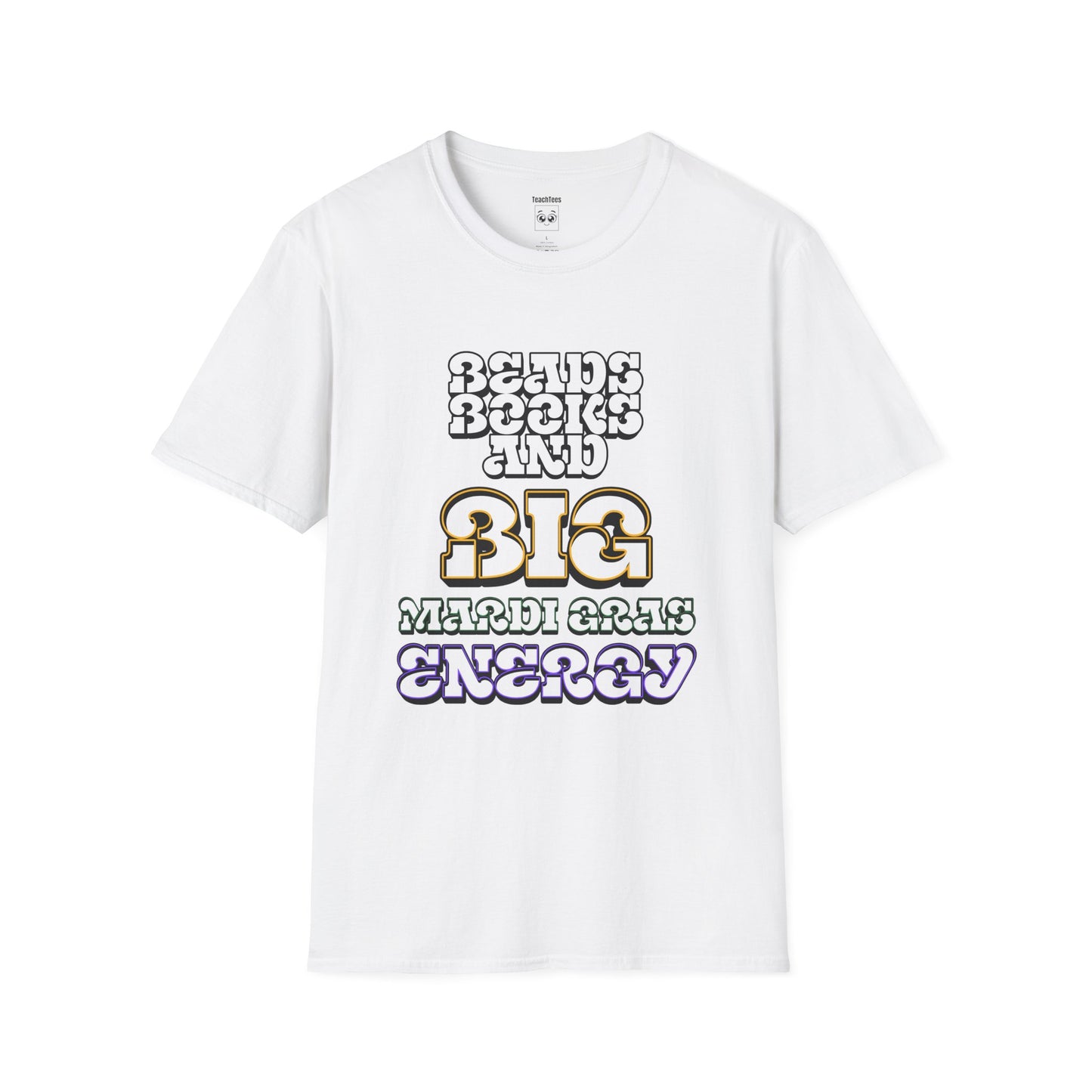 Beads Books and Big Mardi Gras Energy Tee